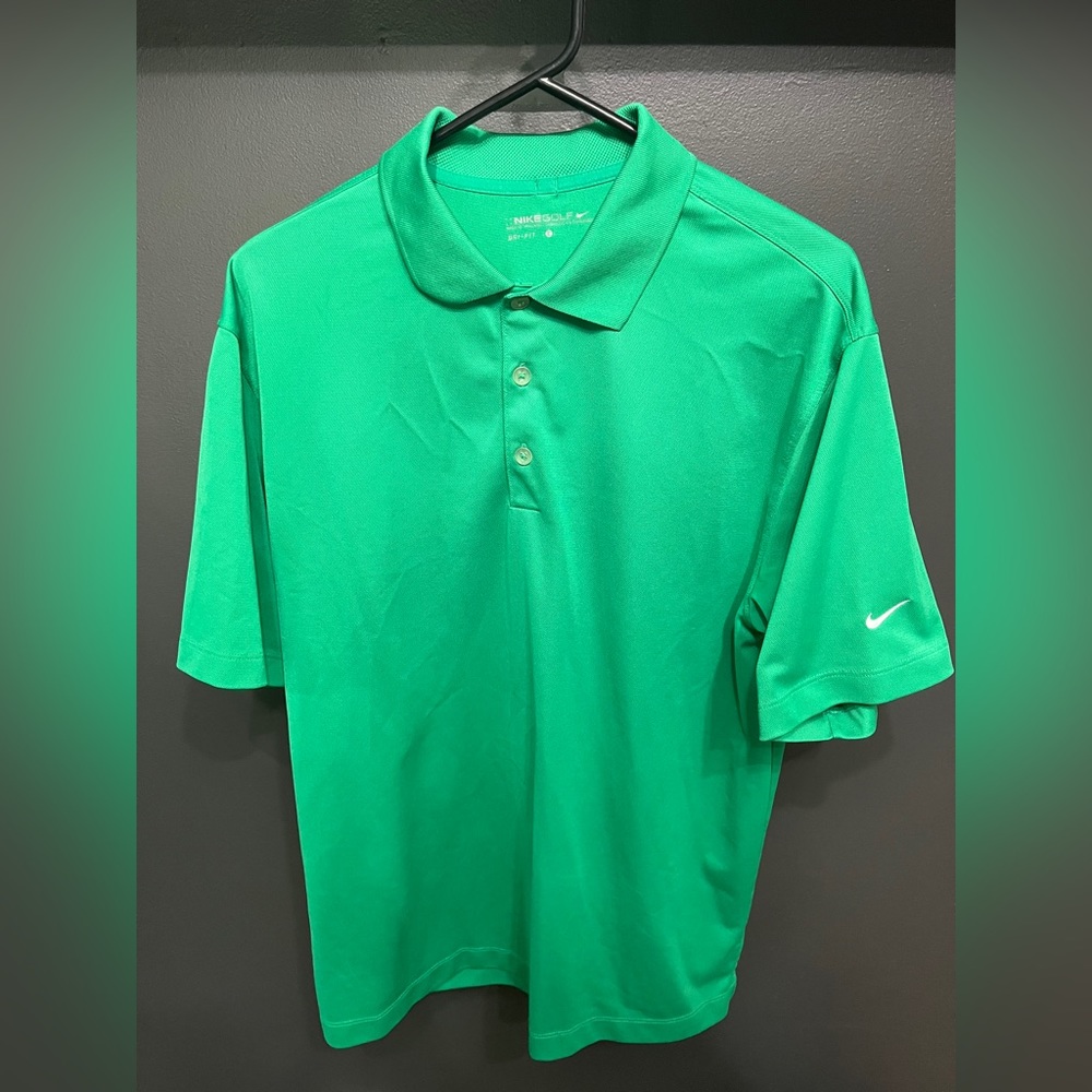 Mens green Nike golf polo